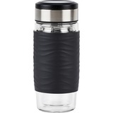 Emsa TEA MUG Thermo-Teebecher 0,4 Liter schwarz/transparent, Glas, Drehverschluss
