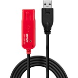 Lindy USB 2.0 Aktivverlängerungskabel Pro, USB-A Stecker > USB-A Buchse schwarz/rot, 12 Meter