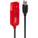 Lindy USB 2.0 Aktivverlängerungskabel Pro, USB-A Stecker > USB-A Buchse schwarz/rot, 12 Meter