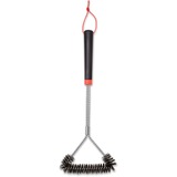 Weber Dreiseitige Grillbürste 6278, mit Edelstahlborsten, 46cm, Grill-Reinigungsbürste schwarz/rot