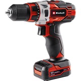 EINHELL Akku-Bohrschrauber TE-CD 12/1 +22+CL, 12Volt rot/schwarz, 2x Li-Ionen Akku 2Ah, 22-teiliges Bit- und Bohrerset + Akku-Leuchte