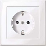 Merten Schutzkontaktsteckdose mit Schraubklemme und erhöhtem Berührungsschutz weiß (glänzend), Retail
