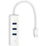 TP-Link LAN-Adapter UE330C, USB 3.2 Gen1 USB-C > 3x USB-A + RJ-45 weiß, Gigabit Ethernet
