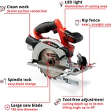 EINHELL Akku-Handkreissäge TE-CS 18/165-1 Li-Solo, 18Volt rot/schwarz, ohne Akku und Ladegerät