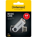 Intenso Basic Line 64 GB, USB-Stick silber/schwarz, USB-A 2.0
