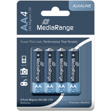 MediaRange Premium Alkaline Batterien, Mignon AA|LR6|1.5V, 4er 4 Stück, AA