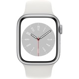 Apple Watch Series 8, Smartwatch silber, 41 mm, Sportarmband, Aluminium-Gehäuse