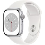 Apple Watch Series 8, Smartwatch silber, 41 mm, Sportarmband, Aluminium-Gehäuse