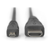 Digitus HDMI High Speed Kabel mit Ethernet, Typ D > Typ A schwarz, 1 Meter, Micro-HDMI