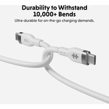 Hyper USB Silikon Ladekabel, USB-C Stecker > USB-C Stecker weiß, 1,5 Meter, PD 3.0, Laden mit bis zu 60 Watt