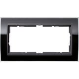 Gira Abdeckrahmen mit 2 Einheiten, Kunststoff, glänzend, Abdeckung schwarz, Retail