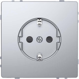 Merten Schutzkontaktsteckdose mit erhöhtem Berührungsschutz und Steckklemmen edelstahl, Retail