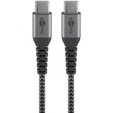goobay USB-C > USB-C Textilkabel mit Metallsteckern grau/silber, 50cm