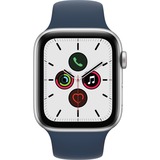 Apple Watch SE, Smartwatch silber/dunkelblau, 44mm, Sportarmband, Aluminium-Gehäuse, LTE