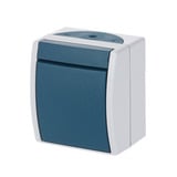 Busch-Jaeger Wechselschalter Aufputz 1 Modul mit Wippe, Schutzart IP44, 10 Ampere, Typ 2601/6 W-53 blaugrün, Retail