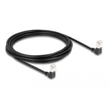 DeLOCK Patchkabel RJ-45 Cat.6a S/FTP, Slim 90° gewinkelt schwarz, 3 Meter, nach oben abgewinkelte Stecker