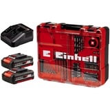 EINHELL Akku-Schlagbohrschrauber TE-CD 18/2 Li-i +64, 18Volt rot/schwarz, 2x Li-Ionen Akku 2,0Ah, Koffer + Bit-Bohrer-Set