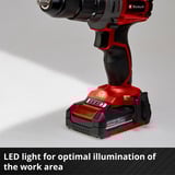 EINHELL Akku-Schlagbohrschrauber TE-CD 18/2 Li-i +64, 18Volt rot/schwarz, 2x Li-Ionen Akku 2,0Ah, Koffer + Bit-Bohrer-Set