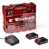 EINHELL Power X-Change Akku-Schlagbohrschrauber TE-CD 18/2 Li-i +64, 18Volt rot/schwarz, 2x Li-Ionen Akku 2,0Ah, Koffer + Bit-Bohrer-Set