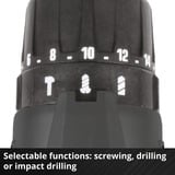 EINHELL Power X-Change Akku-Schlagbohrschrauber TE-CD 18/2 Li-i +64, 18Volt rot/schwarz, 2x Li-Ionen Akku 2,0Ah, Koffer + Bit-Bohrer-Set