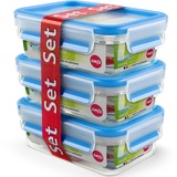 Emsa CLIP & CLOSE Frischhaltedosen 0,55 Liter transparent/blau, rechteckig, 3 Stück