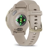 Garmin Venu 3S, Smartwatch beige/gold, 41 mm, schwarzes Silikon-Armband