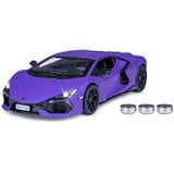Jamara Lamborghini Revuelto Diecast, Modellfahrzeug lila, Maßstab 1:32, inkl. Knopfzellen, Rückzugmotor