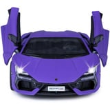 Jamara Lamborghini Revuelto Diecast, Modellfahrzeug lila, Maßstab 1:32, inkl. Knopfzellen, Rückzugmotor