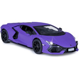 Jamara Lamborghini Revuelto Diecast, Modellfahrzeug lila, Maßstab 1:32, inkl. Knopfzellen, Rückzugmotor