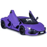 Jamara Lamborghini Revuelto Diecast, Modellfahrzeug lila, Maßstab 1:32, inkl. Knopfzellen, Rückzugmotor