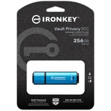 Kingston IronKey Vault Privacy 50 256 GB, USB-Stick hellblau/schwarz, USB-C 3.2 Gen 1