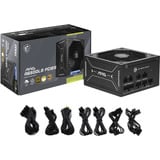 MSI MAG A650GLS PCIE5, PC-Netzteil schwarz, 1x 12-Pin High Power GPU, 2x PCIe, Kabelmanagement, 650 Watt