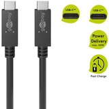 goobay USB 3.2 Gen 2 Kabel, USB-C Stecker > USB-C Stecker schwarz, 1 Meter, PD, Laden mit bis zu 100 Watt