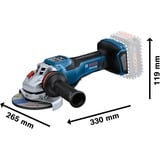 Bosch Akku-Winkelschleifer BITURBO GWS 18V-15 PSC Professional solo, Ø 125mm blau/schwarz, ohne Akku und Ladegerät, in L-BOXX