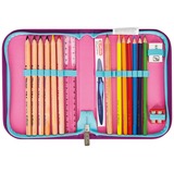 Herlitz FiloLight Plus Sea Bubbles, Schulranzen dunkelblau/violett, inkl. befülltem 16 tlg. Schüleretui, Faulenzer Mäppchen, Sportbeutel
