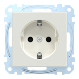 Merten Schutzkontakt-Steckdose mit erhöhtem Berührungsschutz und Schraub-Liftklemmen weiß (glänzend), Retail