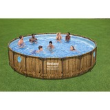 Bestway Power Steel Swim Vista Frame Pool-Set, Ø 549cm x 122cm, Schwimmbad braun/hellblau, mit Sichtfenstern + Filterpumpe