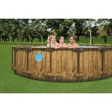 Bestway Power Steel Swim Vista Frame Pool-Set, Ø 549cm x 122cm, Schwimmbad braun/hellblau, mit Sichtfenstern + Filterpumpe