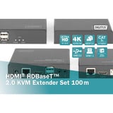 Digitus 4K HDBaseT 2.0 HDMI KVM Extender Set, HDMI Verlängerung schwarz, 100 m