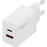 Digitus USB Charger 20W, 1x USB-C, 1x USB-A, Ladegerät weiß