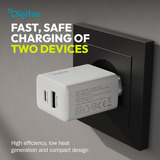 Digitus USB Charger 20W, 1x USB-C, 1x USB-A, Ladegerät weiß