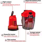 EINHELL Power X-Change Akku-Klarwasserpumpe GE-SP 18 LL Li-Solo, 18Volt, Tauch- / Druckpumpe rot/schwarz, ohne Akku und Ladegerät