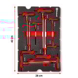 EINHELL Werkzeug-Pad T-Griff-Sechskant-Schraubendreher, in E-Case-Einleger schwarz/rot, 9-teilig, H2 - H10, Kugelkopf