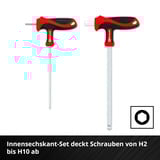 EINHELL Werkzeug-Pad T-Griff-Sechskant-Schraubendreher, in E-Case-Einleger schwarz/rot, 9-teilig, H2 - H10, Kugelkopf