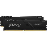 Kingston FURY DIMM 16 GB DDR4-3600 Kit, Arbeitsspeicher schwarz, KF436C17BBK2/16, Beast, XMP