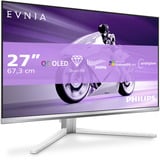 Philips Evnia 27M2N8500 QD-OLED, Gaming-Monitor 67.3 cm (26.5 Zoll), weiß, QHD, HDMI, DP, G-Sync-komp., Free-Sync, KI-Ambiglow, 360Hz Panel