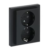 Busch-Jaeger Schutzkontakt Doppelsteckdose CEE 7/3 Typ F mit erhöhtem Berührungsschutz schwarz, Retail
