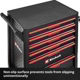 EINHELL Werkstattwagen leer, 6 Schubladen, Werkzeugwagen schwarz/rot, 4 flache, 2 hohe Schubladen