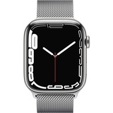 Apple Watch Series 7, Smartwatch silber/silber, 45 mm, Milanaise Armband, Edelstahl-Gehäuse, LTE