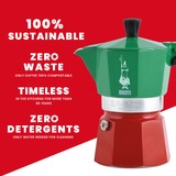 Bialetti Moka Express Tricolore, Espressomaschine grün/rot, 6 Tassen